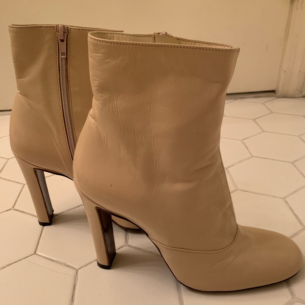Miu Miu Creme Round Toe Booties - image 2